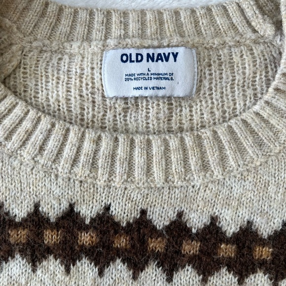 Wool Blend Fair Isle Sweater L | Winter Cozy Holiday Knit Pullover - Picture 8 of 13